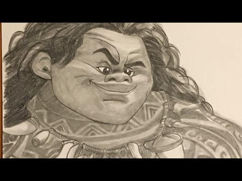 モアナと伝説の海 マウイ描いてみた シャーペン鉛筆のみ Youtube