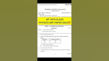 Ap 10th Class😱🚨 PHYSICS 2024 REAL PAPER💯