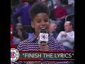 Kid singing at Clippers game! Finish the lyrics at Clippers game! Kid w beautiful voice at halftime