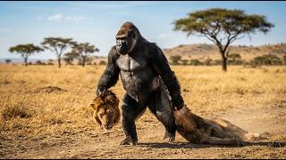 Unbelievable Battle Giant Gorilla Vs King Lion Who Is The Real King? Gorilla&Lionanimal Fight