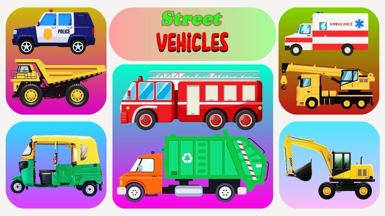 Learn Street Vehicles| Preschool Vehicles| Trucks and Cars Video| Best ...