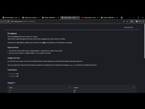 Practice Problems   Code Chef   (Candy Division) Problem Code:CANDIVIDE