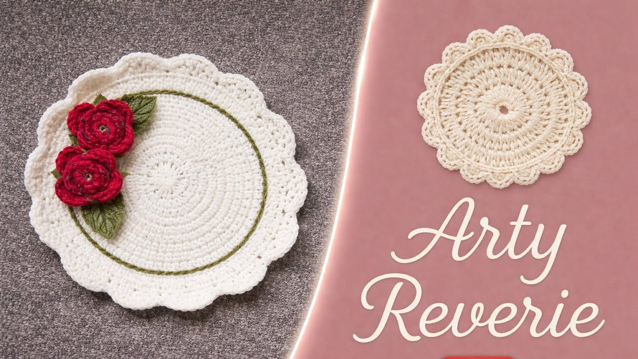 Elegant Crochet Rose Doily | Easy Handmade Coaster Tutorial by Artyreverie 
