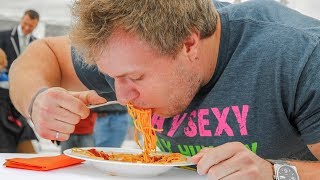 Fastest Time To Eat A Bowl Of Pasta (Guinness World Records) | Furious Pete