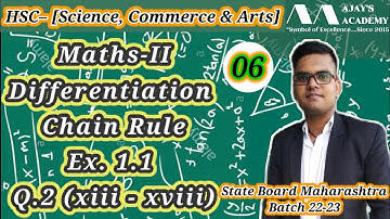 HSC Science | Maths-II | L06 | Chp-01 Differentiation | Chain Rule | Ex. 1.1 | State Board 22-23 |