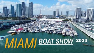 Aerial Footage Of Miami Boat Show 2023, 4K Drone Video Of MacArthur Causeway Bridge \& More.