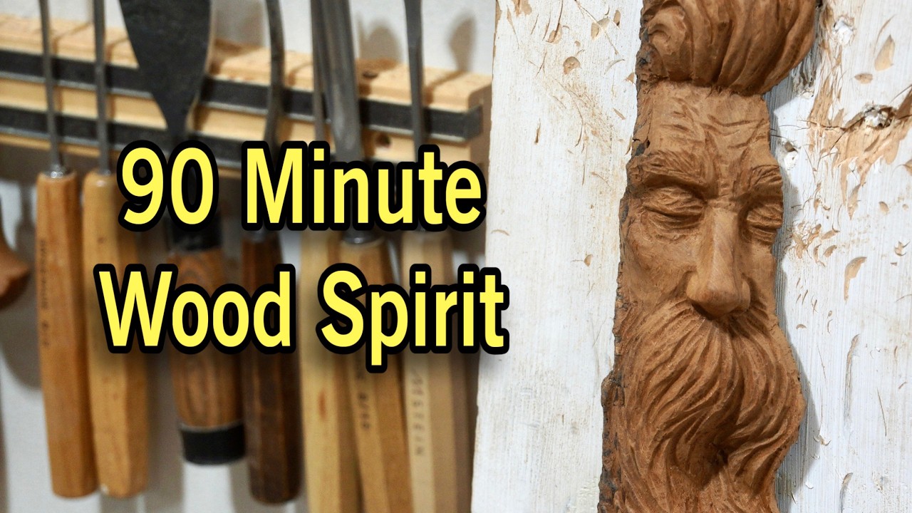 Carving a Wood Spirit Face in Found Wood 