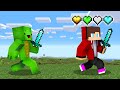 Speedrunner avec coeurs personnaliss vs chasseur dans minecraft