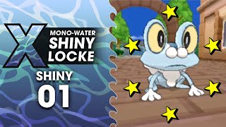 Pokémon X MonoWater ShinyLocke  - SHINY #01 SHINY FROAKIE 7426 SOFT RESETS screenshot 1