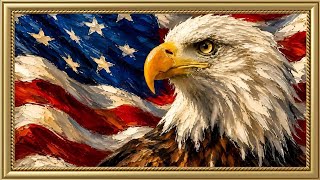 Patriotic Bald Eagle 4K | American Flag Oil Painting | Frame TV Screensaver