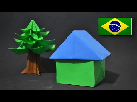 Origami: Casa 3D - Instruções em Português PT BR