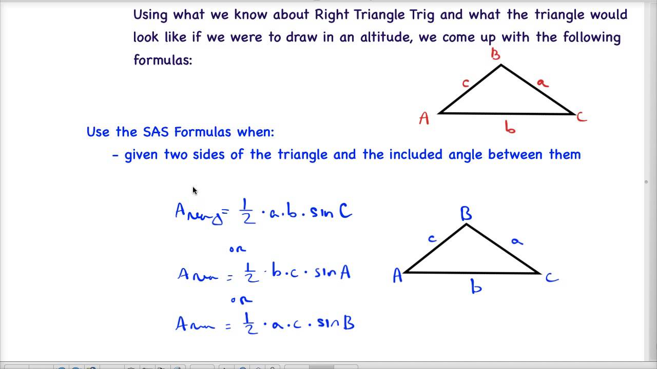 PreCalc - Triangle Area Formulas - YouTube