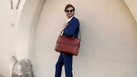 Cognac Brown Leather Briefcase for 17'' Laptop Bag - Nostromo | Time Resistance Official Video