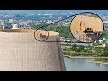 Excavator on 600 feet Cooling Tower (remote-controlled)