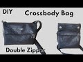 DIY: Designer Crossbody Bag Sewing Tutorial l How to Make Crossbody Bag l Double Zipper Bag