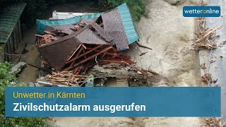 Schwere Unwetter und Zivilschutzalarm in Kärnten, Österreich