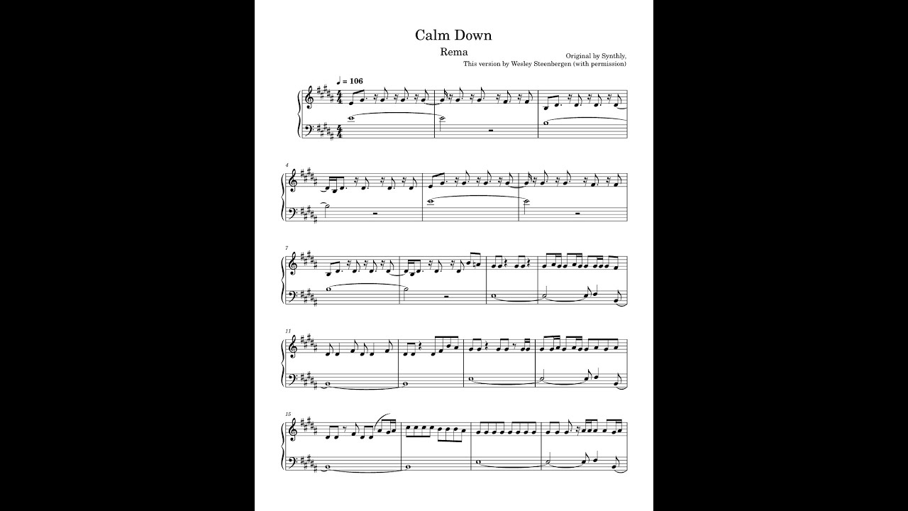 Calm down – Rema (ALTO SAX) Sheet music for Saxophone alto (Solo)