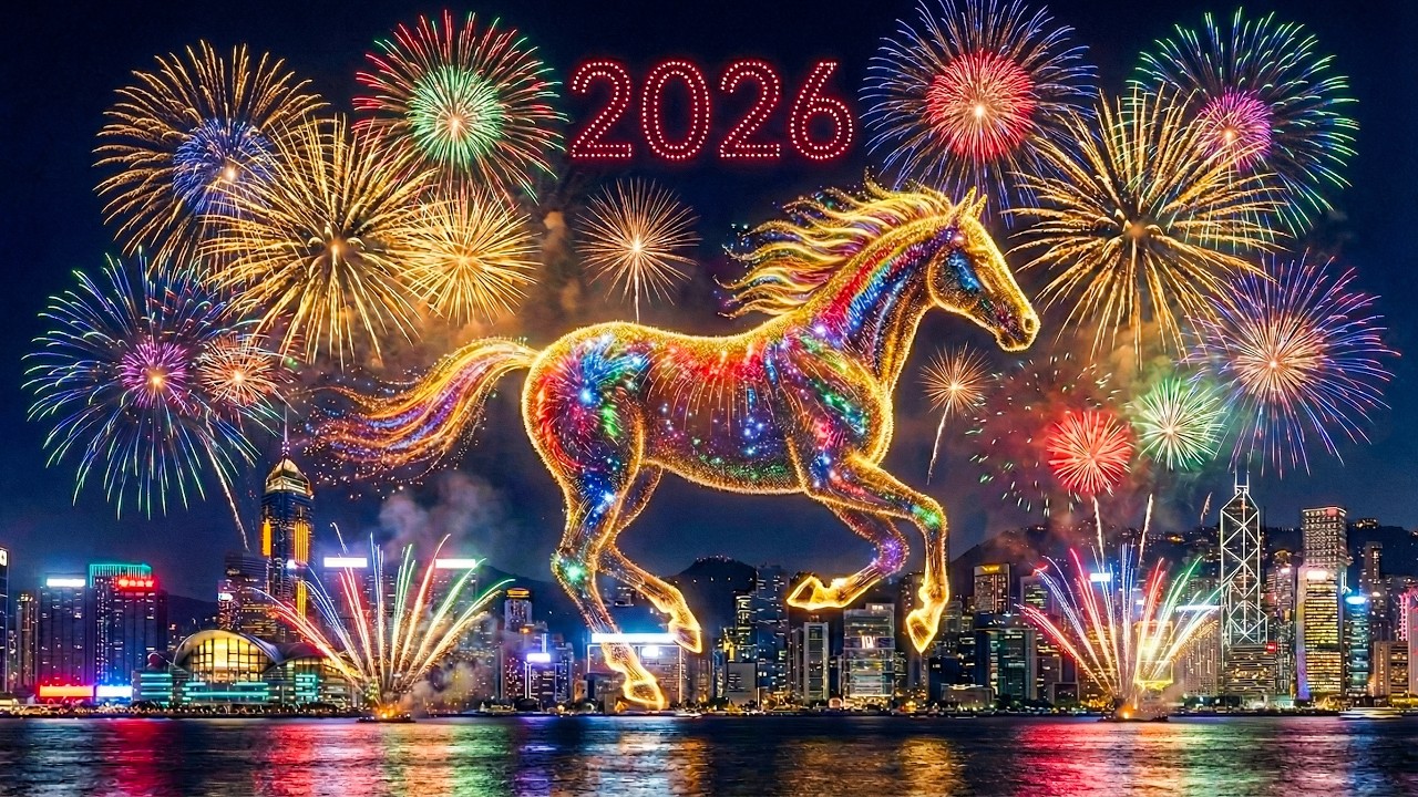 Китайский Новый год в Гонконге 2026 🎆 | Эпический полуночный фейерверк над гаванью Виктория