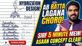 Easy method for hybridization in examwhat , sp3 hybridization sp2 hybridization, sp hybridization,