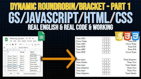 Create a dynamic Round Robin connected to Bracket [Real]  -   Google sheets / Javscript -  Part 1