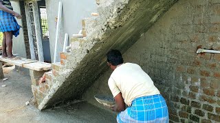 Plastering Techniques_Stair Ceiling Plastering with cement mixing|Staircase plastering with speed