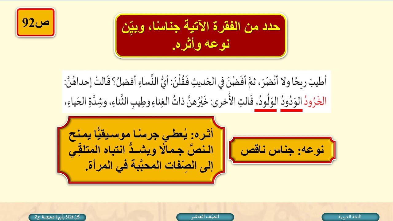 الصف العاشر   اللغة العربية   قصة مثل  كل فتاة بأبيها معجبة ج2