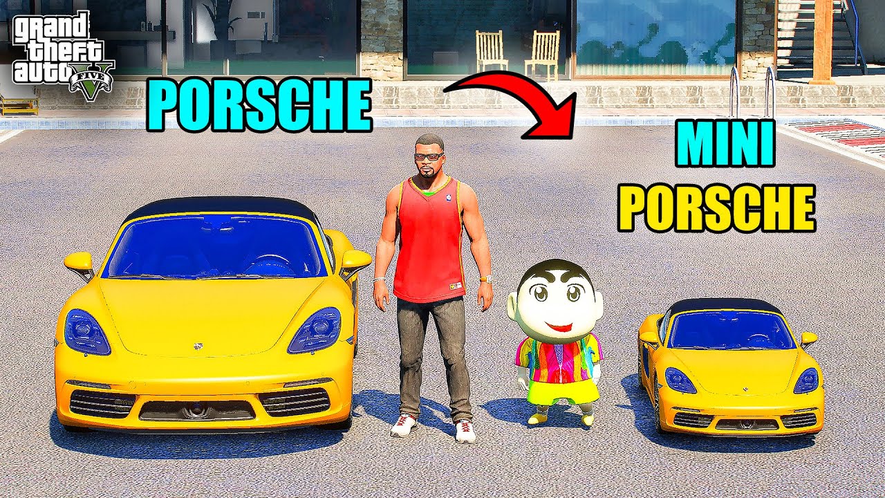 Franklin Porsche Car VS Shinchan Porsche Car in GTA 5 || JNK GAMER