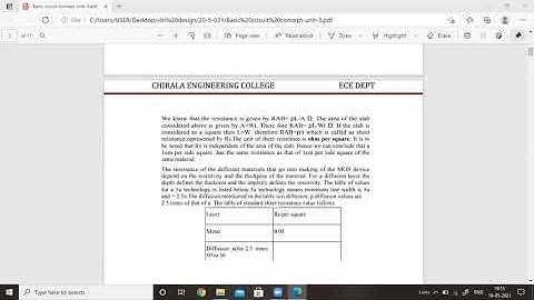 JNTUA III ECE II SEM VLSI DESIGN UNIT 3_Concept of sheet resistance  BY HRR 20 05 2021