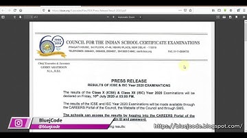 ICSE & ISC Results 2020 || Official Results will be declared on 10th July 2020 || BluejCode