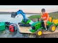 Darius Riding His Tractor In The Mud And Saving Some Car Drivers From Water Kids Adventure 