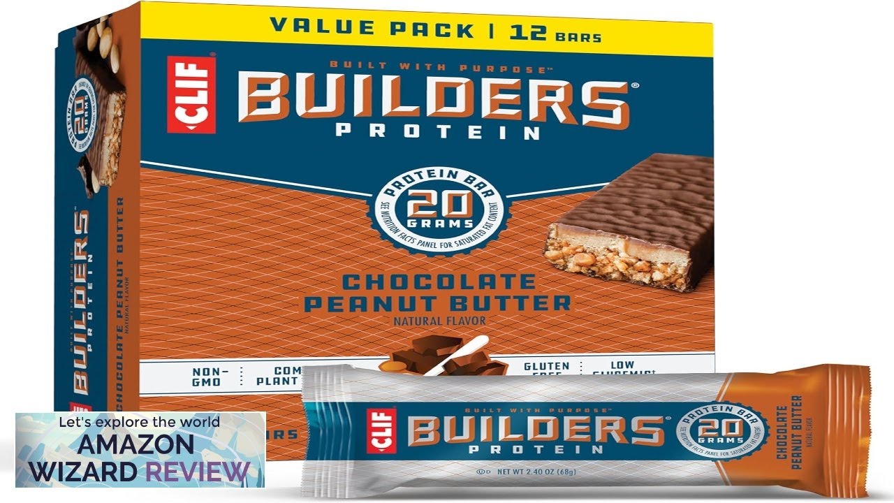 CLIF Builders Chocolate Peanut Butter Flavor Protein Bars Gluten-Free