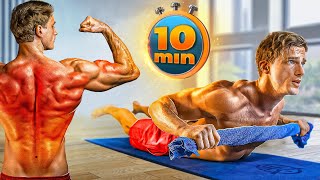 DOS LARGE &amp; Gros Biceps Sans Barre de Traction 🔥 (10min HARDCORE)