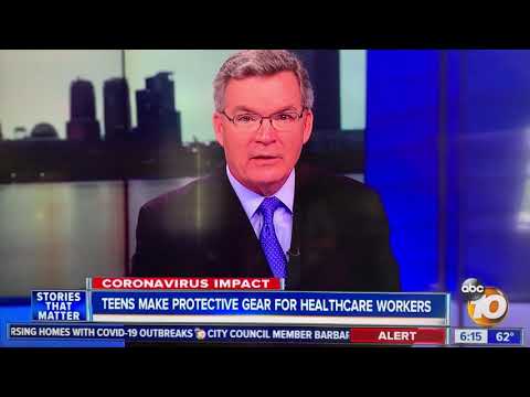 ABC News Aiden Linson and Mia Linson making face shields and face masks for health care workers