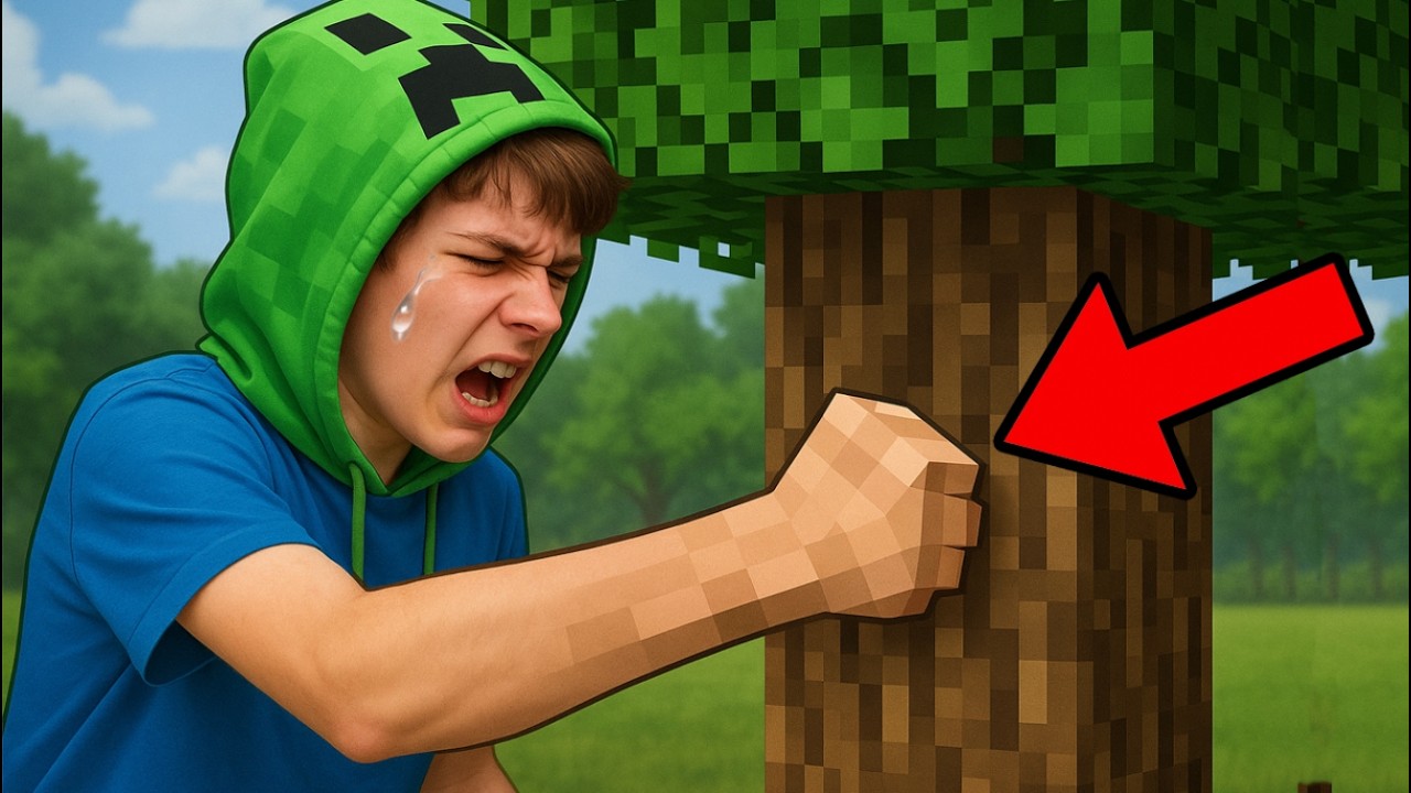 Minecraft Tree Punch Minecraft Kid Actually Tries to PUNCH a TREE... - YouTube