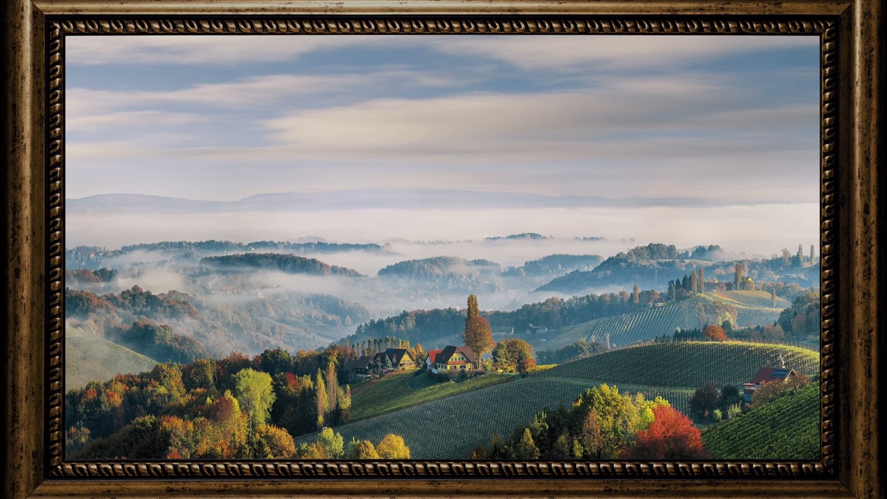 4K Frame TV Art Screensaver | Cinematic Ambient Landscape in Gold Frame