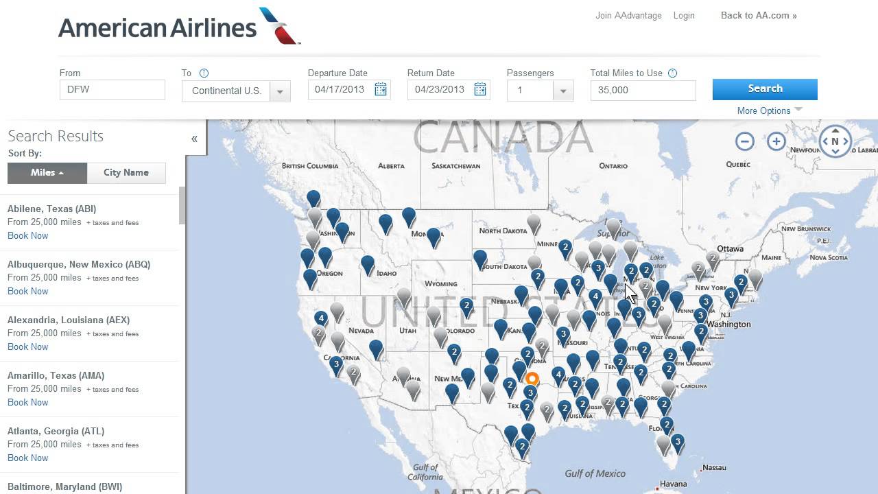 Atlantic Air Miles Chart