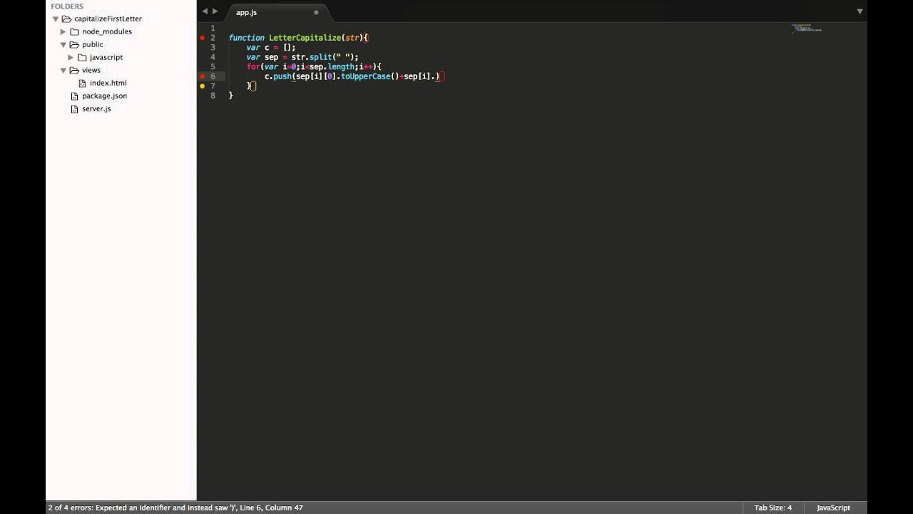 Intro to Javascript - Capitalize the first letter of a word - YouTube Intro To Javascript - Capitalize The First Letter Of A Word - Youtube