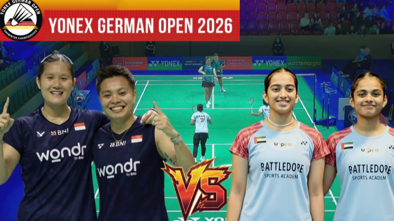 Lanny/Apriyani (INA) bertanding dengan Mysha/Taabia (UAE) di babak 32 besar German Open 2026