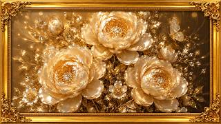 Golden Peonies & Butterfly ✨ | Luxury 4K Frame TV Art | Elegant Floral Screensaver | 2 Hours
