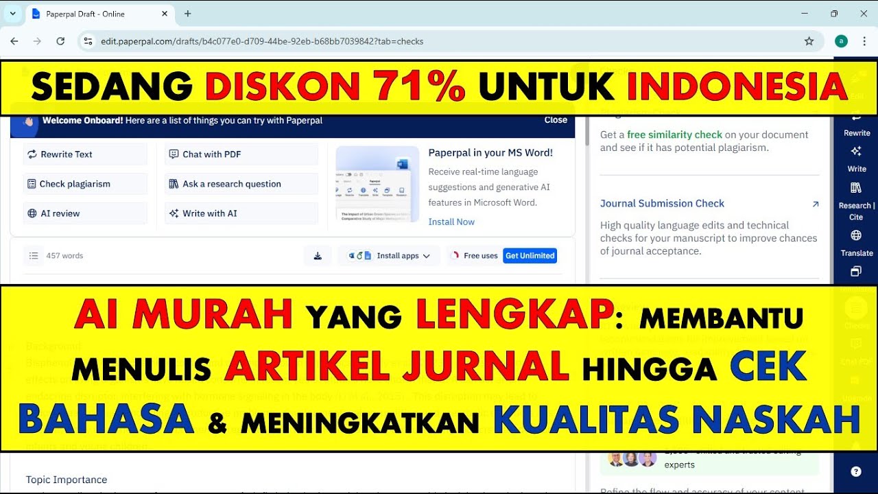 Lagi DISKON 71% !! AI BAGUS ini Bisa Bantu Nulis, Evaluasi, dan Perbaiki Artikel Ilmiah dari Nol