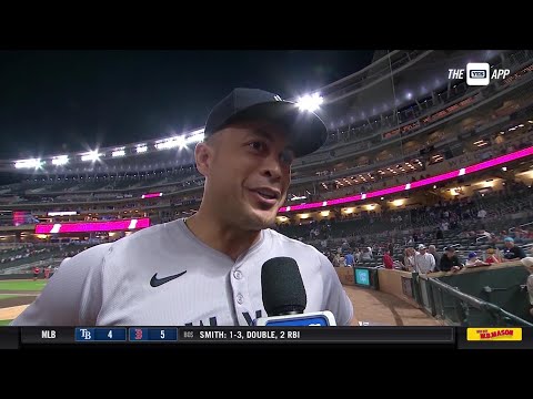 Giancarlo Stanton joins Justin Shackil following the Yankees' 5-1 win