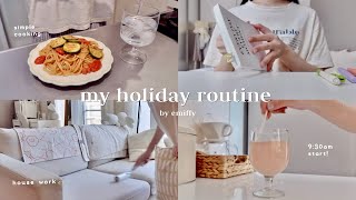 9:30AM~☁ my comfortably holiday routine | housework, easy breakfast recipes, enjoy my hobbies