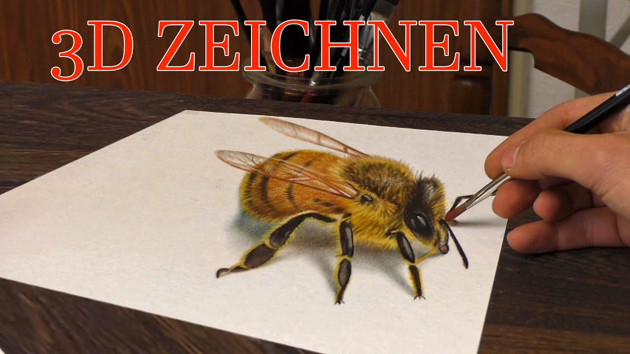 Biene Gemalt In 3d Trick Art Youtube
