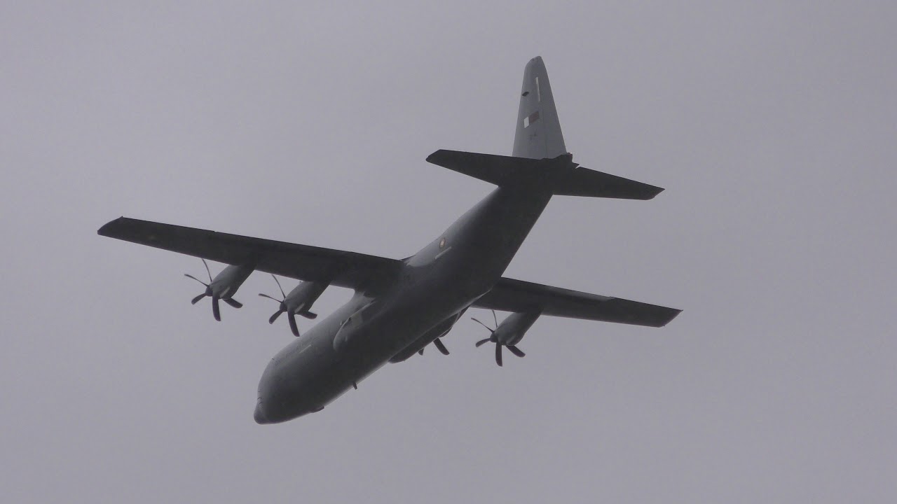 airshow schedule share 214 Qatar Emiri Air Force Lockheed C 130J Hercules departs Cambridge UK 27sep19 12p returned w