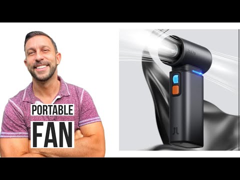 JISULIFE Portable Handheld Turbo Fan with Speed Adjustment and Rechargeable Battery