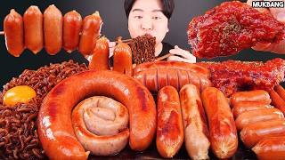 ASMR MUKBANG | Black Bean Noodle & Grilled Sausage Kielbasa Chicken EATING 먹방