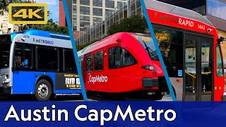 Austin CapMetro Bus, Metro Express, Metro Rapid, Metro Rail in Action, Austin Texas