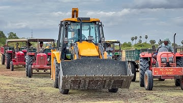 JCB 3DX Plus Loading Mud Mahindra 585Di Kubota MU450 Swaraj 735 FE John Deere 5103 Tractor