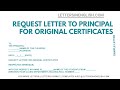 Request Letter to Principal – Sample Application for Original Certificates