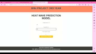 HEAT WAVE PREDICTION MODEL USING MACHINE LEARNING ALGORITHM (SVM) || 3rd year Project || 5th sem||